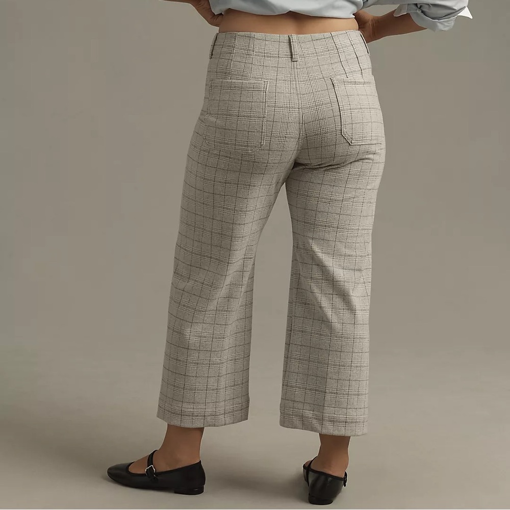 Anthropologie The Colette Knit Plaid Crop Wide-Leg Pants by Maeve - Picture 2 of 9